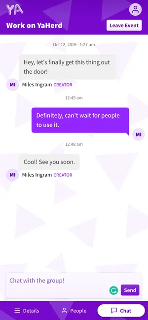 yaherd event chat